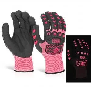 image of Beeswift Glovezilla Glow In The Dark Foam Nitrile Glove Pink 2XL Pair