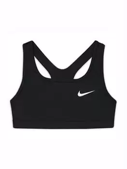 image of Nike Girls Swoosh Bra - Black/White, Size Xs=6-8 Years, Women