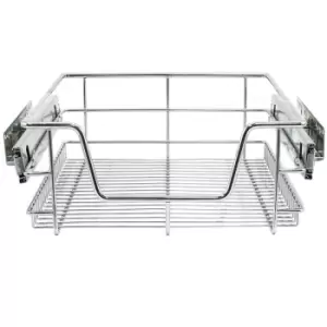 image of 4 x Kitchen Pull Out Soft Close Baskets, 400mm Wide Cabinet, Slide Out Wire Storage Drawers - Silver - Kukoo