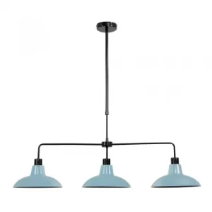 Image of Huckleberry Black 3 Way Over Table Light with Blue Shades