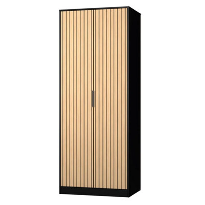 Image of Fiji Ready Assembled Scandinavian Black & Oak Tall Double Wardrobe (H)1960mm (W)765mm (D)530mm