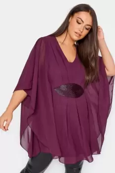 Image of Embellished Waist Cape Top