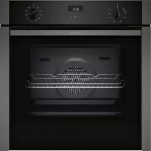 image of Neff B3ACE4HG0B Slide and Hide 59.4cm Built In Electric Single Oven - Black with Graphite Trim