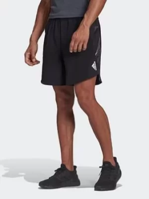 Image of adidas Designed For Training Graphic Shorts, Black/White, Size L, Men