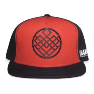 Image of MARVEL COMICS Shang-Chi and the Legend of the Ten Rings Crest Logo Snapback Baseball Cap, Black/Red (SB040350CHI)