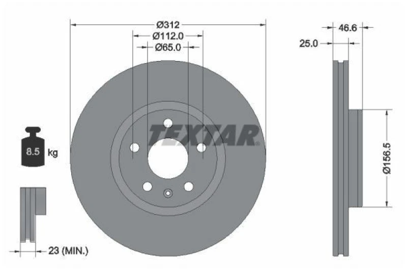 Image of Brake disc TEXTAR 92343203