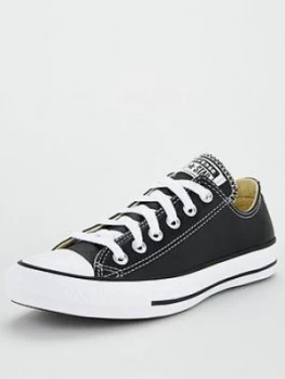 image of Converse Chuck Taylor All Star Leather Ox - Black/White, Size 3, Women