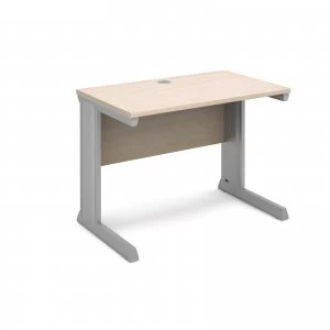 Image of Vivo Straight Desk 1000mm x 600mm - Silver Frame Maple Top