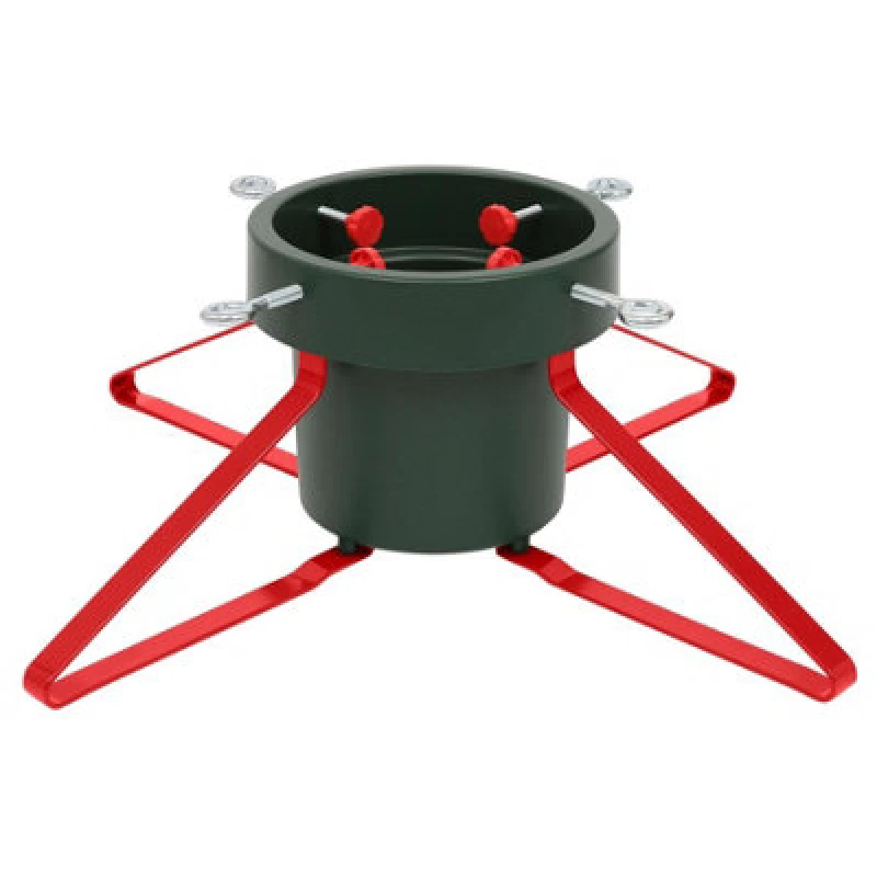 Image of Harbour Housewares Classic Real Christmas Tree Stand - 5.5" Green/red - Adjustable Metal Live Xmas Tree Holder With Water Holder
