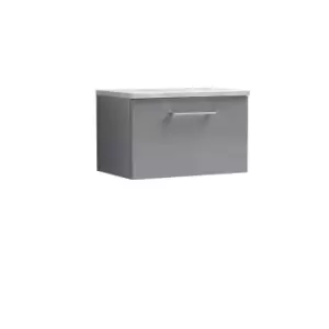 image of Nuie Arno 600mm Wall Hung 1 Drawer Vanity & Bellato Grey Laminate Top Cloud Grey