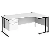 image of Dams International Right Hand Ergonomic Desk MC18ERP2KWH 1,800 x 1,200 x 725 x 800 - 990 mm