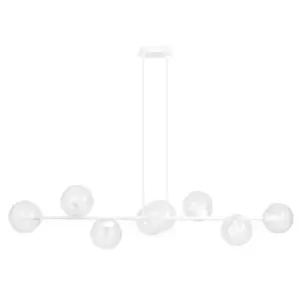 Image of Rossi White Globe Pendant Ceiling Light with Clear Glass Shades, 8x E14