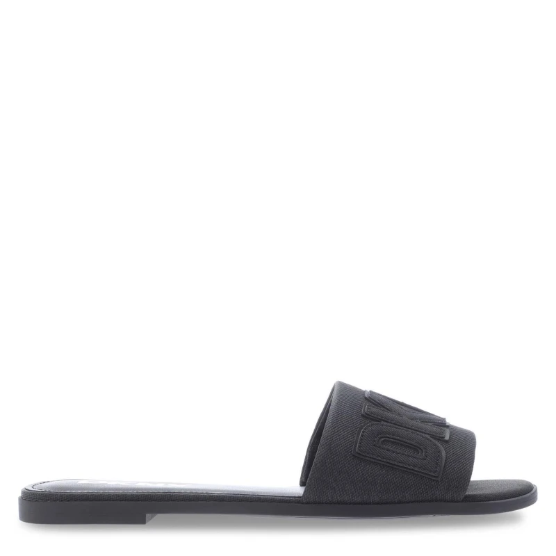 Image of DKNY Willow Flat Sliders Flat Sandals UK 4 Black 01462703240