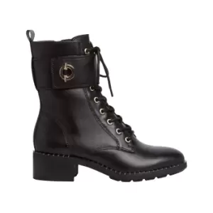 Image of Leather Ankle Boots with Lace-Up Fastening