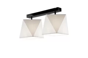 Image of Carla Semi Flush Light, Fabric Shade White, 2x E27