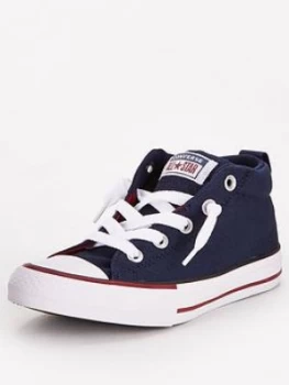 Converse Chuck Taylor All Star Mid Street Varsity Childrens Trainers - Blue, Dark Grey/White, Size 10