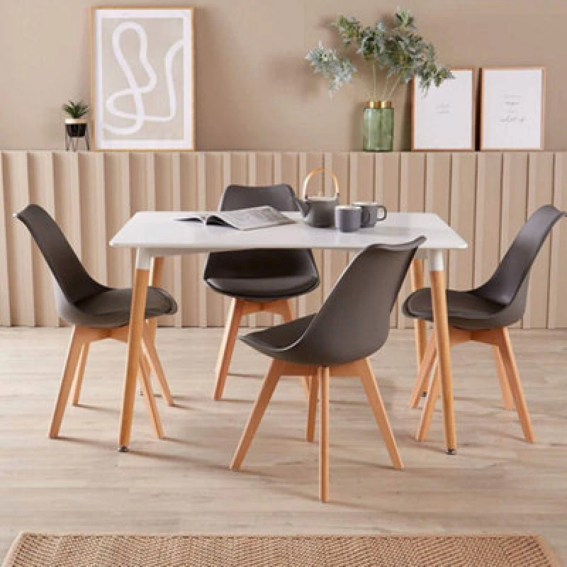 Image of Home Source Braga Dining Table and 4 or 6 Lisbon Chair Sets White