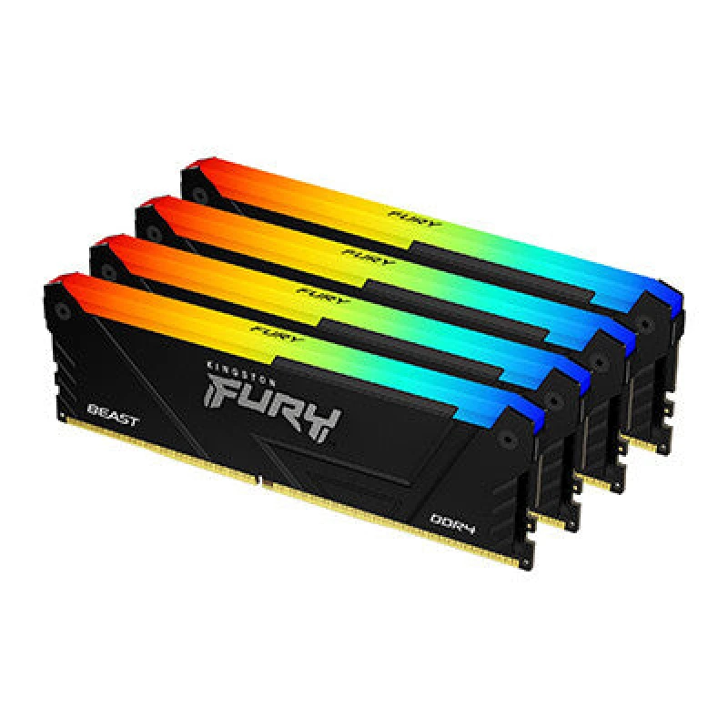Image of Kingston Technology Kingston Technology FURY Beast 128GB 3600MT/s DDR4 CL18 DIMM (Kit of 4) RGB KF436C18BB2AK4/128