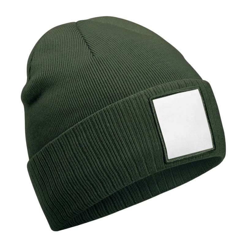Image of Beechfield Beechfield Men Patch Applique Beanie in Olive Olive One Size Male 5063574673792