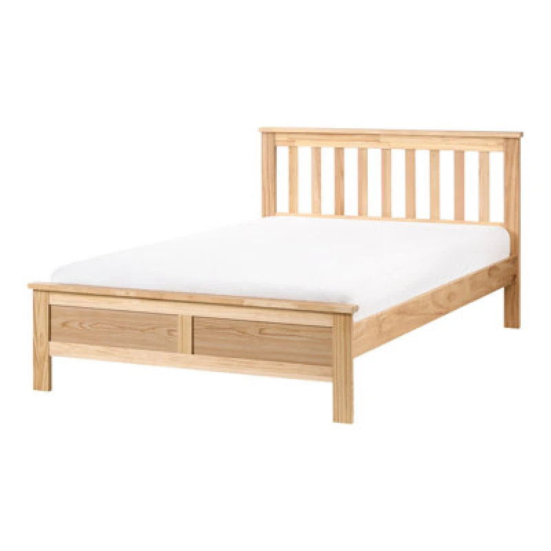 Image of Beliani Bed Pine Wood Mayenne 120 X 200 Cm (Eu Small Double) Light Brown