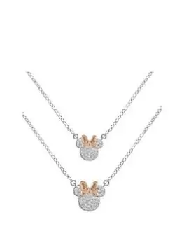 image of Disney Minnie Mouse Two Tone Plated CZ Stone Set Mother & Daughter Necklace Set SF00486TZWL.PH, Multi