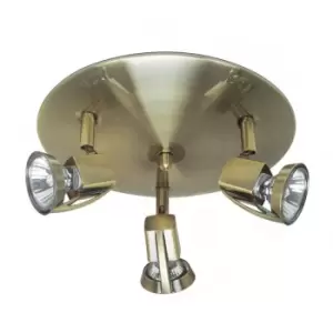 Image of Arco 3-Light Ceiling Spotlight Plate Brushed Brass