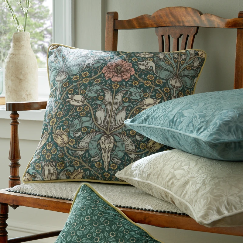 Image of William Morris At Home Spring Thicket 43cm x 43cm Filled Cushion Mineral
