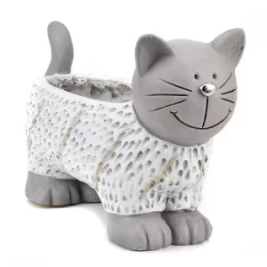 image of Resin Stone Effect Cat Planter 25cm