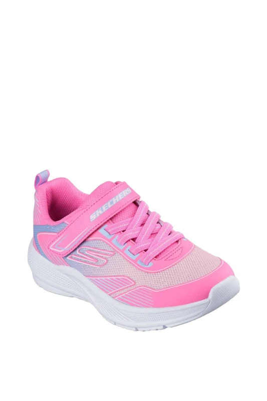 Image of Skechers Womens Gore & Strap W/ 3D Print W/ Ombre Sparkle Mesh in Pink Size: 3 Pink Female 3