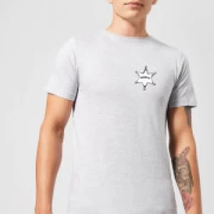 Image of Toy Story Sheriff Woody Badge Mens T-Shirt - Grey - 3XL