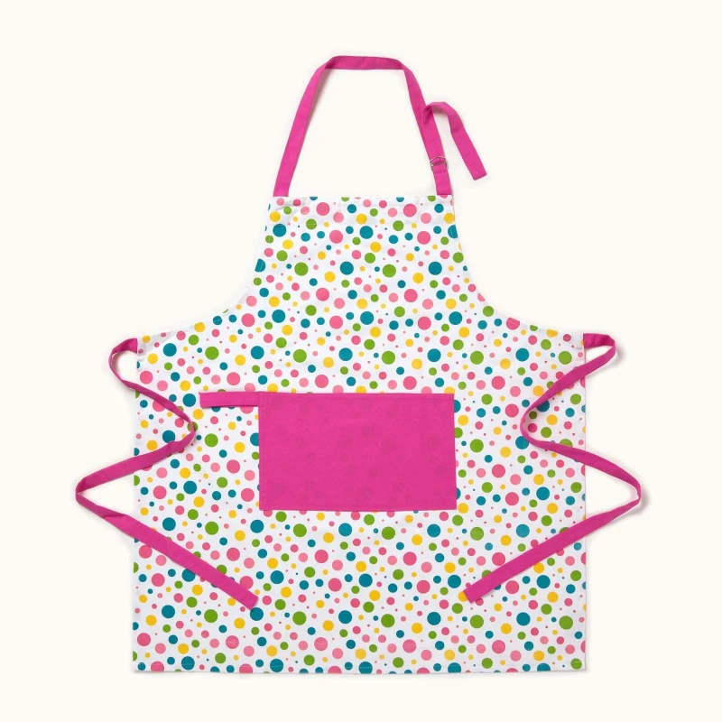 Image of Homescapes Multi Colour Polka Dot Cotton Apron Multi