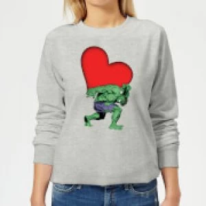 Image of Marvel Comics Hulk Heart Womens Sweatshirt - Grey - M