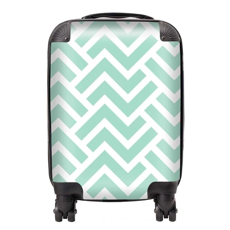Image of Warren Reed - Designer Green Geometric Pattern Suitcase Size: Large Green Unisex Large