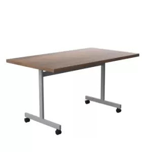 Image of One Eighty Tilting Table 1400 X 800 Silver Legs Dark Walnut Rectangular Top