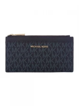 image of Michael Kors Jetset signature large slim card case Blue Multi