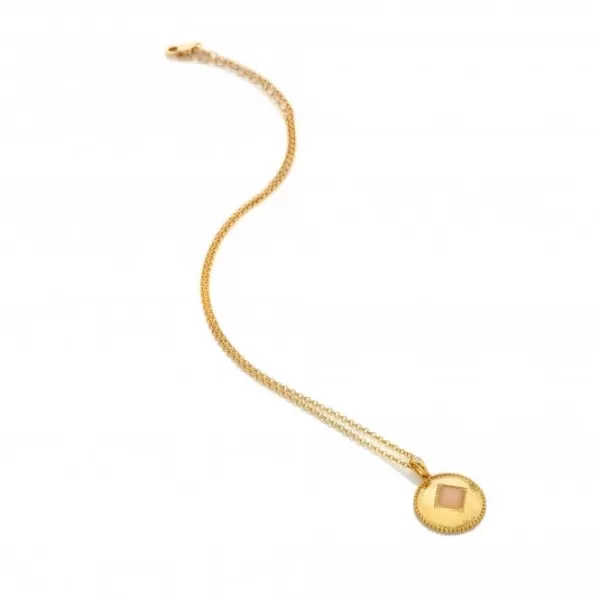 Image of Coin Pendant Pink Quartz Necklace DP936