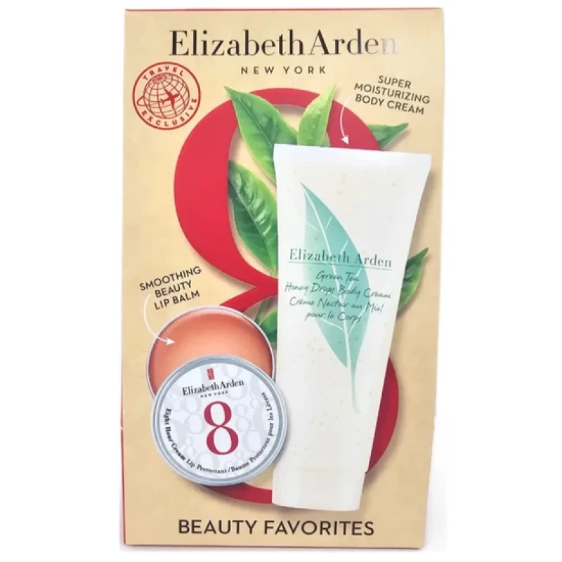 Image of Elizabeth Arden Green Tea Gift Set 100ml Green Tea Honey Drops Body Cream + 8hr Cream Lip Protectant In Tin 13ml