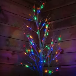 image of Snowtime - 1.5m Christmas Outdoor Birch Tree with 64 Multicoloured LEDs