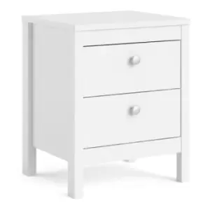 image of Madrid Bedside Table 2 Drawers In White