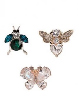 Image of Jon Richard Bug Brooches Pack Of 3 - Gift Boxed