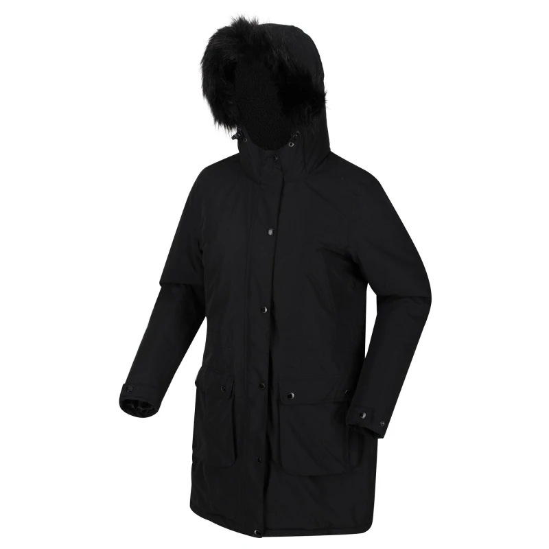 Image of Regatta Womens Voltera Waterproof Insulated Parka Jacket 16 - Bust 40' (102cm) Black RWP345-800-16