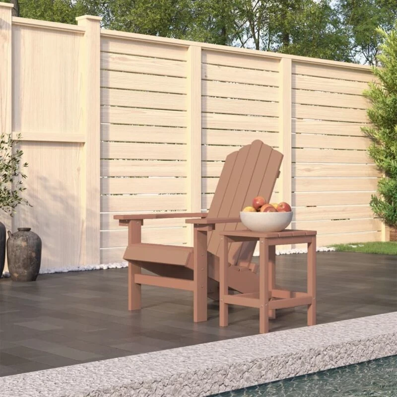 Image of VIDAXL Garden Adirondack Chair with Table hdpe Brown Vidaxl 8720286847213