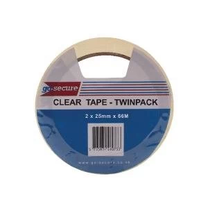 image of GoSecure Twin Pack Tape 25mmx66m Clear Pack of 6 PB02305