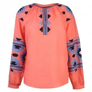 Image of SET Womens Patterned Boho Blouse - 0355 RED Blue