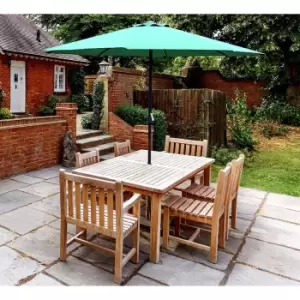 Image of Glamhaus Garden Table Parasol With Crank Handle For Outdoors - Green