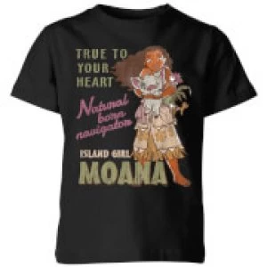 image of Moana Natural Born Navigator Kids T-Shirt - Black - 11-12 Years