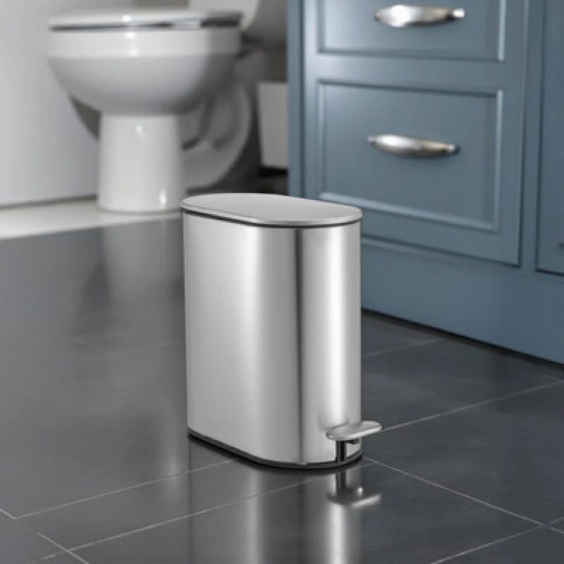 Image of Showerdrape Fortuna 5L Soft Close Bathroom Pedal Bin Silver