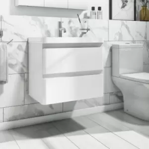 image of 600mm White Wall Hung Vanity Unit with Basin - Pendle