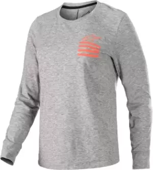 image of Alpinestars Stella Merino LS Ladies Bicycle Jersey, grey-orange, Size L for Women, grey-orange, Size L for Women