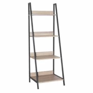 image of Loft Ladder Bookcase Unit with Oak Effect and Grey Metal Frames